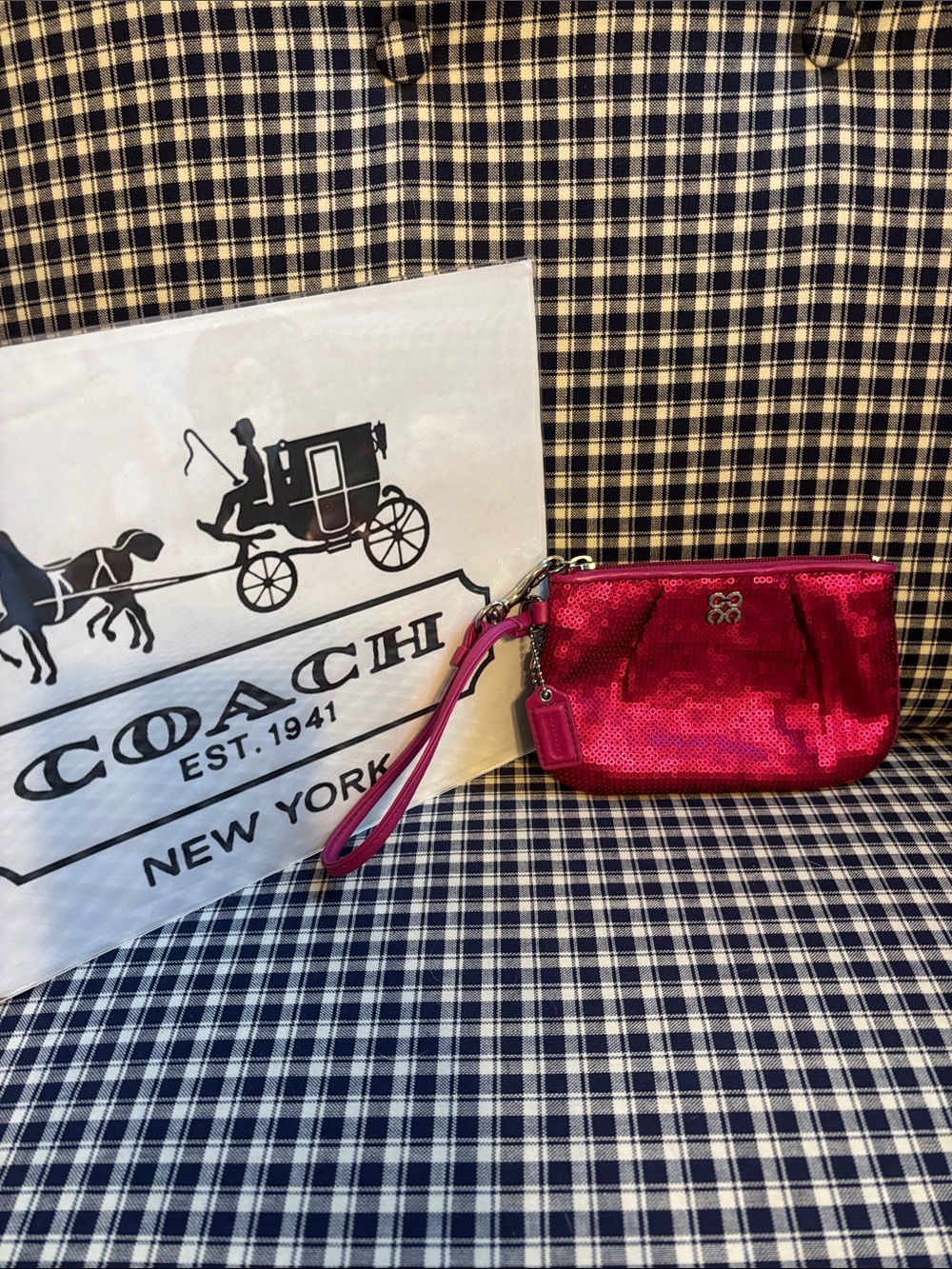 Coach Hot Pink Sequin Wristlet